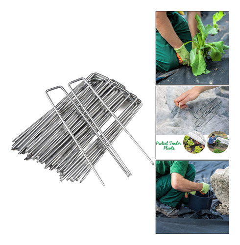 50 Paquetes De Estacas De Jardín De Acero Galvanizado Plata