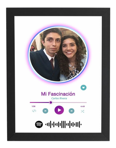 Cuadro Spotify Novios Aniversario Amistad Foto Personalizado