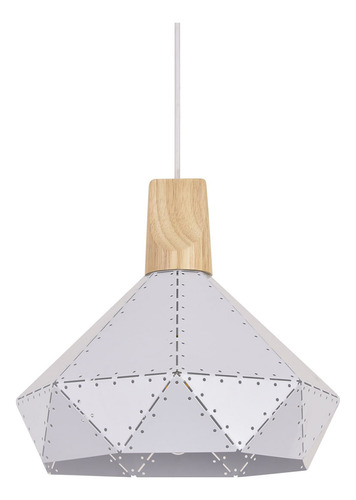 Lampara Colgante Triangular Blanca Madera 30cm E27 Color Blanco