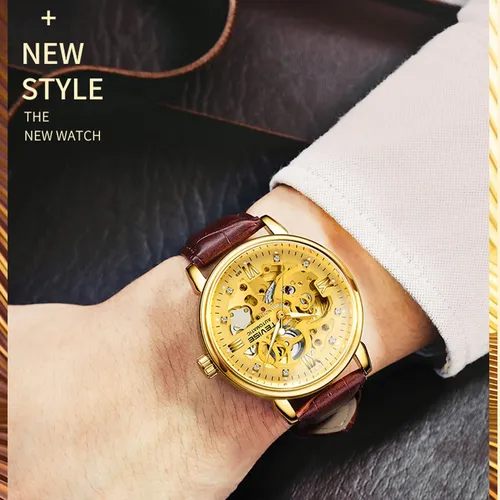 Tevise Relojes Hombre Automático Esqueleto Mecánico