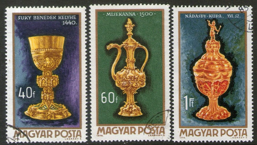 Hungría 3 Sellos Usados Orfebres: Cálice, Bureta Año 1970
