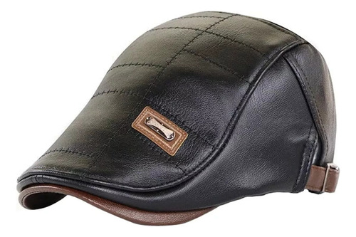 Boina De Cuero Real Para Hombre, Gorra Plana, Cuero Genuino