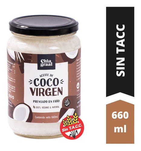 Aceite Coco Virgen Chia Graal X 660 Ml - Sin Gluten Sin Tacc