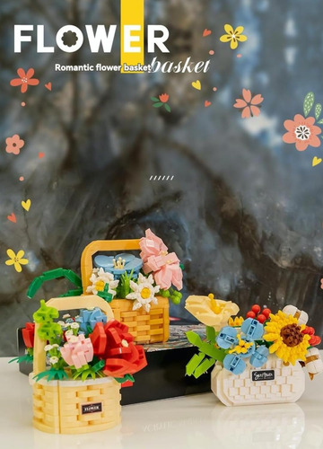 Juego De Mini Bloques De Construcción De Flores, Ladrillos D