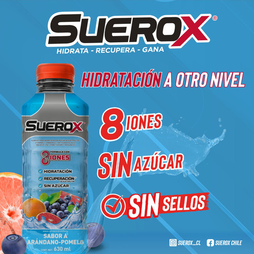 Pack Suerox 12 Bebidas Hidratantes Arandano Pomelo 630ml C/u