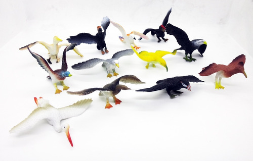 Juguete Animales Mini Pajaros X12 Aves Goma Voladores Pack 2