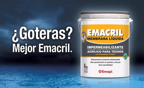 Imagen 2 de 4 de Membrana Líquida Emacril X 4 Kg Color Teja Emapi Zona Oeste