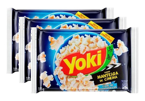 3 Pipoca Para Microondas Manteiga De Cinema Yoki 100g