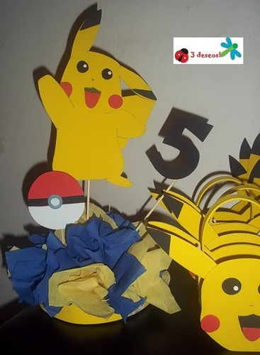 Imagen 4 de 10 de Pokemon Centros De Mesa Adorno Para Torta Pokemon Topper