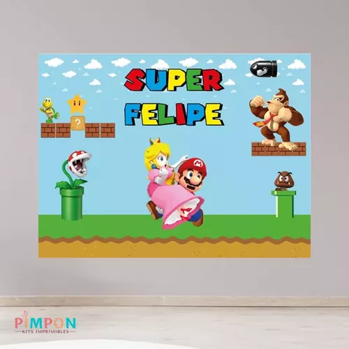 Kit imprimible de Super Mario Bros banner para decorar cumpleaños