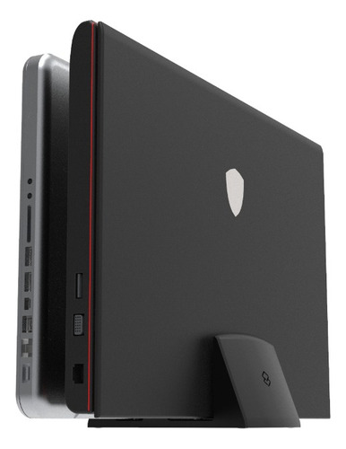 Suporte Duplo 2 Notebooks Fechado Laptop Mesa Vertical Cor Preto