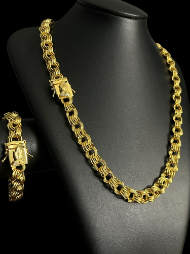 Kit Friso Triplos 12mm Fecho Mão Orando Banhado A Ouro 18k