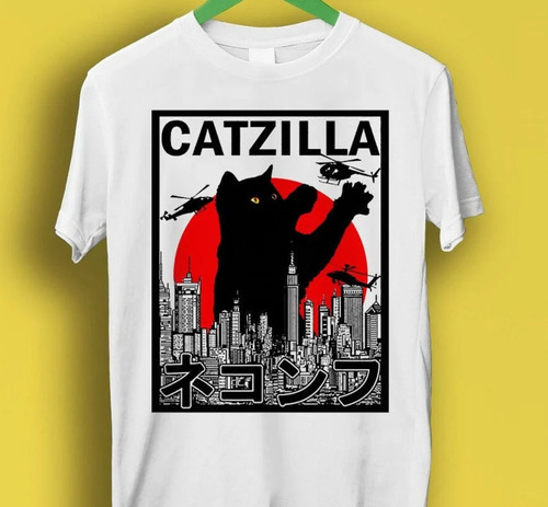 Polera Unisex Gato Mascota Catzilla Algodon Estampado