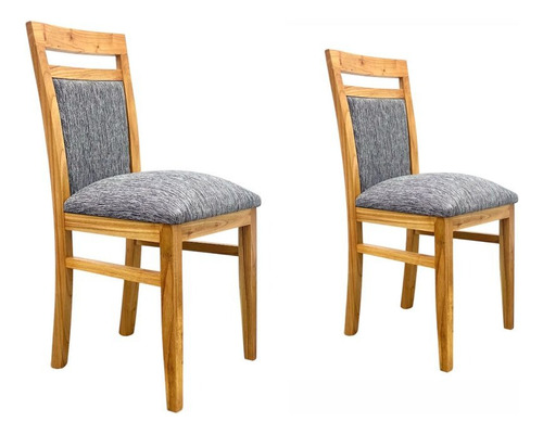 Sillas Modernas Comedor Madera Paraiso Pack X2 Unidades Chenille Madera Plata