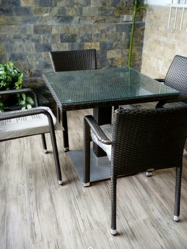 Elegante Comedor Rattan Sintético, Exteriores, Jardín