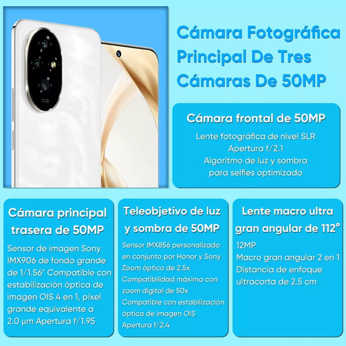 Smartphone Honor 200 5g Dual Sim Teléfono 12gb Ram 512gb Rom Celular Blanco