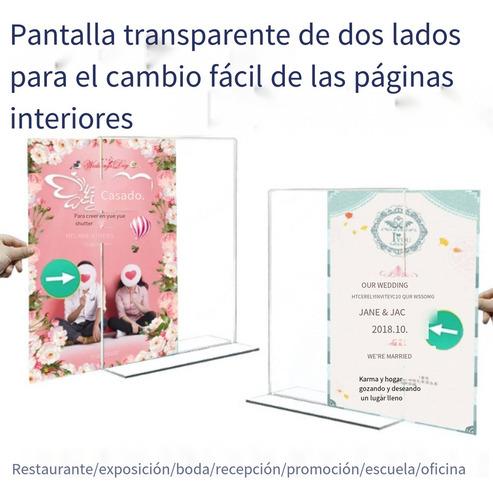 5pcs Porta Menú De Acrílico Tamaño Carta 23 X 29 Cm, 2 Mm