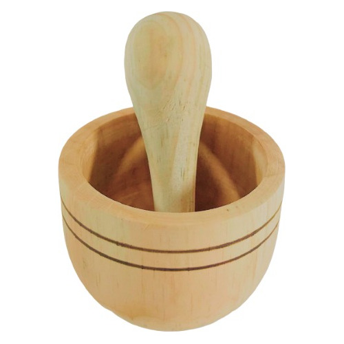 4 Mini Morteros De Madera Uso Gral. Ajo, Jengibre, Especias
