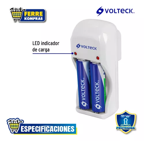 Cargador de pilas, AA, AAA y 9V, incluye 2 pilas AA, Volteck, Cargadores De  Pilas, 46044