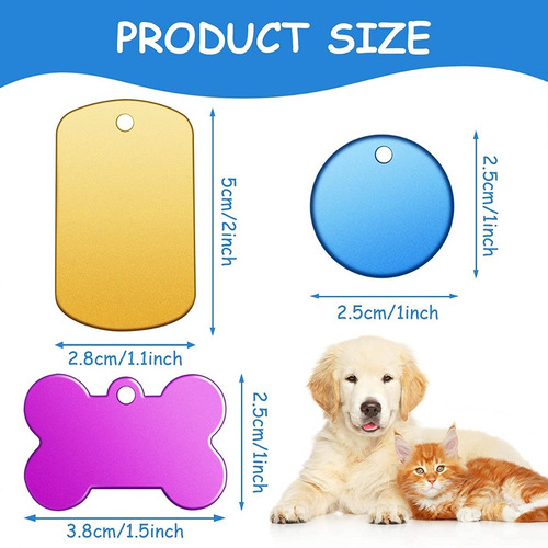 Imagen 2 de 4 de Plaquitas Para Mascotas 60 Piezas, Tres Formas, (aluminio)