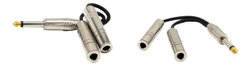 2 Pedazos Cable De Divisor Conector 6.35 Mm A 2x 6.35mm 1/4