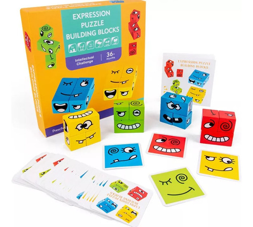 Expression Puzzle Building Block Cubes Education