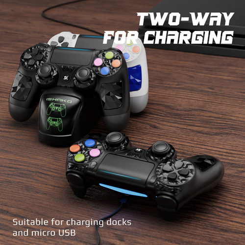 2 Pcs Control Inalámbricos Bluetooth Para Ps4 Blanco Y Negro