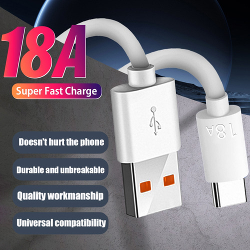 Cable Usb Tipo C De 18 A, Cables De Datos De Línea De Carga