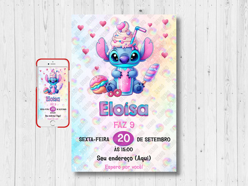 Convite Digital Aniversário Lilo Stitch