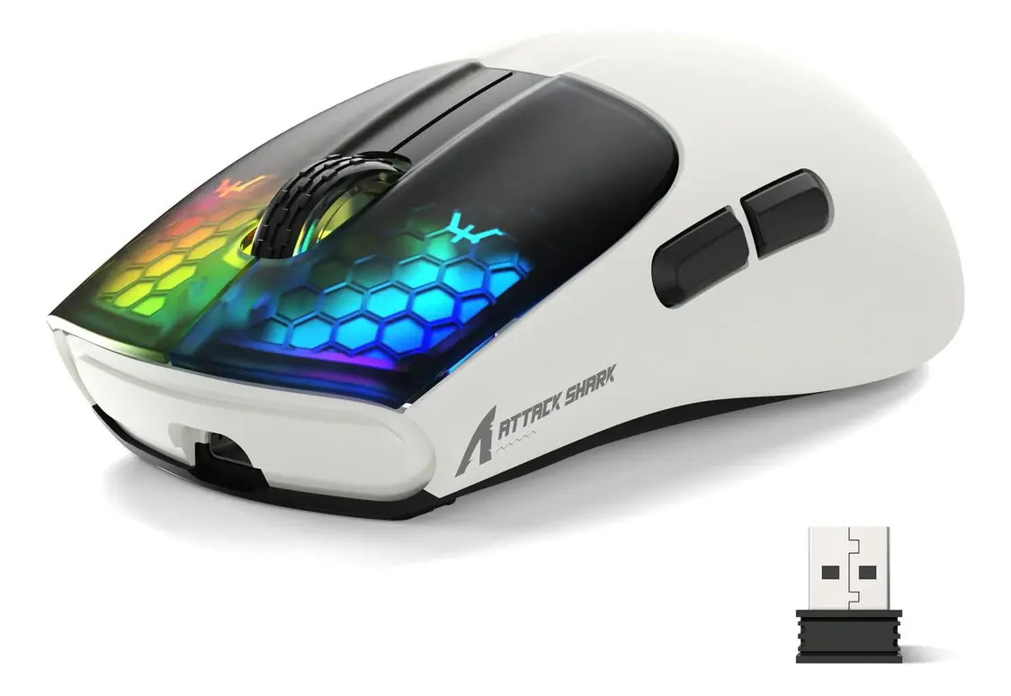 Mouse para jogos sem fio Attack Shark ATTACK SHARK X5 X5 preto e branco