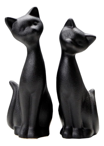 Qianling 2pcs Estatua De Gato Negro, Decoración Del Hogar Mi