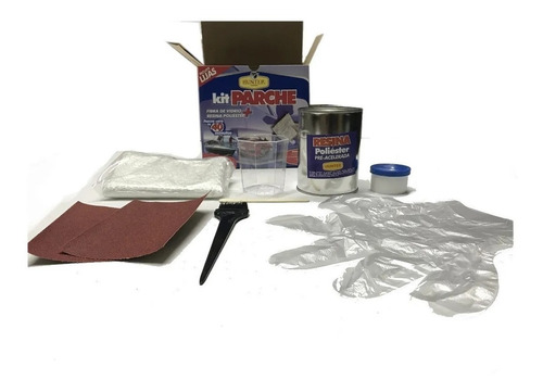 Imagen 4 de 8 de Kit Fibra De Vidrio Parche 500 Gr Resina+pincel+lijas+guante