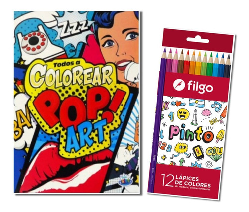 Colorea Pop Art - Libro Para Colorear + 12 Lapices