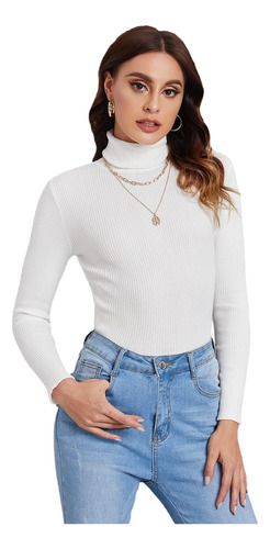 Sweater Beatle Cuello Alto Doble Lanilla Para Mujer