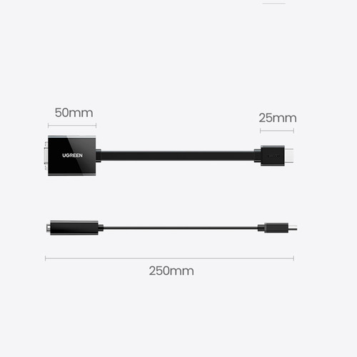 Imagen 3 de 6 de Adaptador Video Ugreen Hdmi A Vga 1080 Fhd Audio Video 25cm