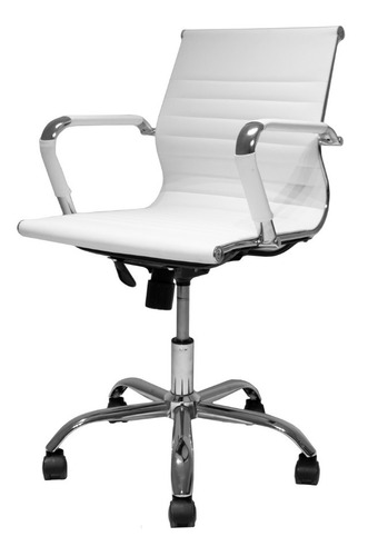 Cadeira De Escritório Diretor Office Giratoria Charles Eames Eiffel Couro Sintético Premium Cadeiras Inc Branco B6129br