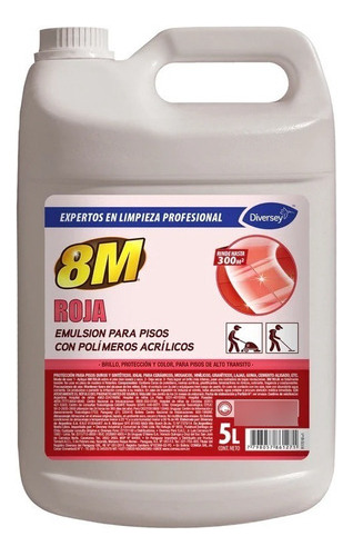 Cera 8m Roja Emulsionada Con Polímeros Acrílicos 5 Lts.