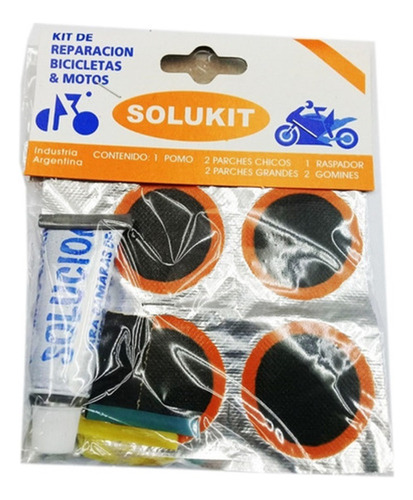 Kit Parche Y Solución Adhesivo + 4 Parches Bicicleta Moto