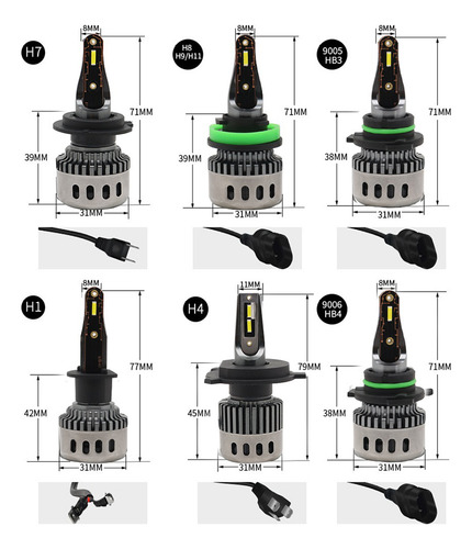 X2 Ampolleta Mini Turbo Led T10 Potente 12000lm 9005/hb3