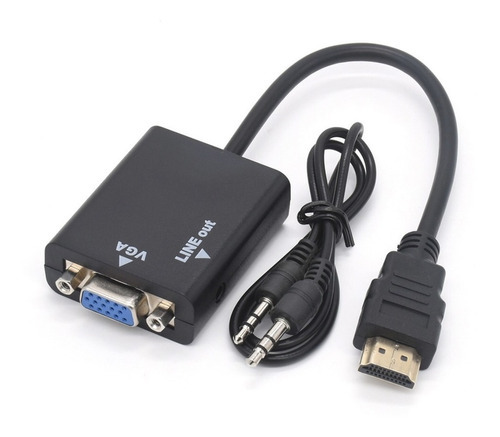 Adaptador Conversor Hdmi Para Vga Saída Áudio P2 Notebook/pc