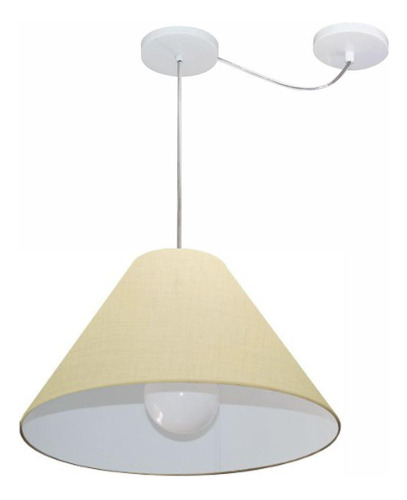 Lustre Pendente Cone Desvio Bege Mj-4272 Mesa Jantar E Estar