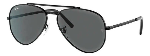 Óculos de sol Ray-Ban Aviator New Aviator Large armação de metal cor polished black, lente grey de cristal clássica, haste polished black de metal - RB3625