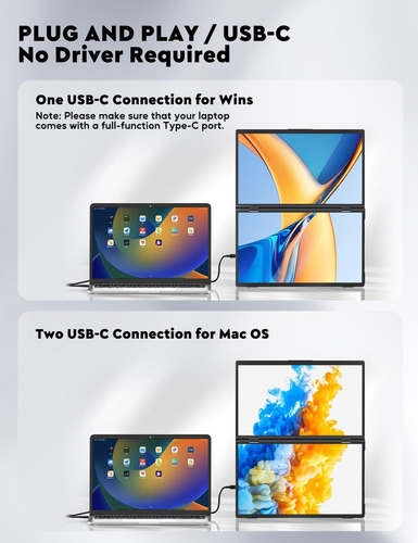 Monitores Duales 15.6 Dual Portátil Plegable Para Win/mac
