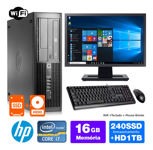 Imagem 1 de 5 de Computador Usado Hp Compaq Sff I7 2g 16gb Ssd240+1tb Mon19w