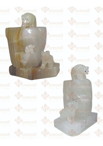 Imagen 2 de 5 de Lampara De Ositos En Piedra Natural De Onix 15 Cm. Niños