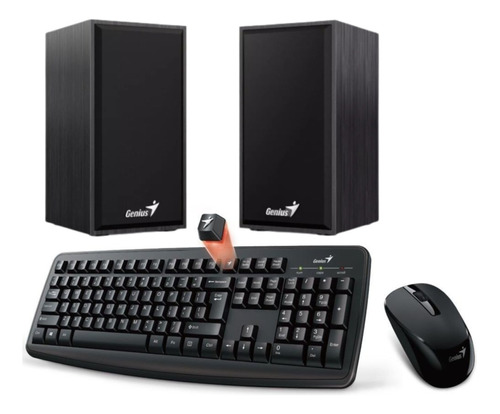 Combo Kit Teclado Mouse Inalambricos Parlantes Graves Genius