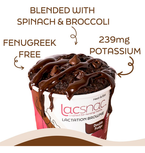 Lacsnac Lactation Double Fudge Brownie Cup (1.83 Oz, Paquete