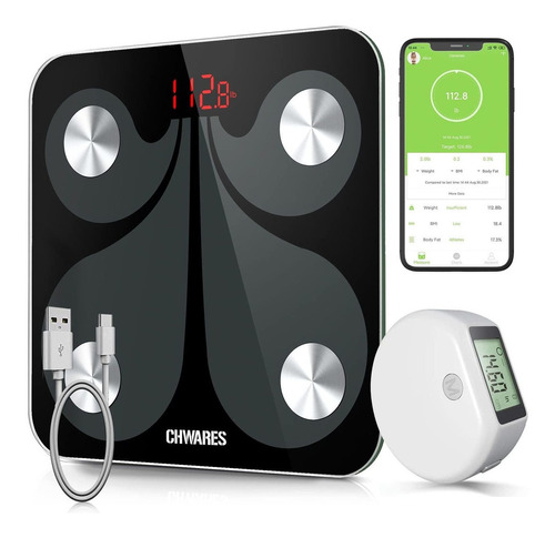 Body Fat Scale And Smart Body Tape Measure Combo Via Bluetoo