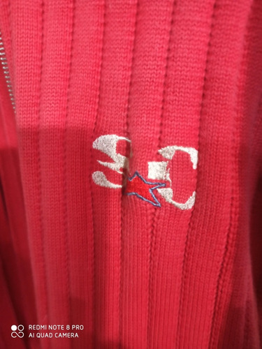 Campera Saco Abierto Hilo Rojo Scombro Cierre Cuello L Detal (Usado)