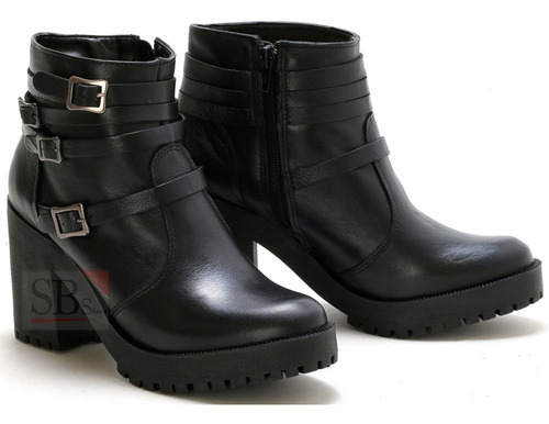 Bota Coturno Feminina Tratorado Sb Shoes Em Couro Ref. 1990